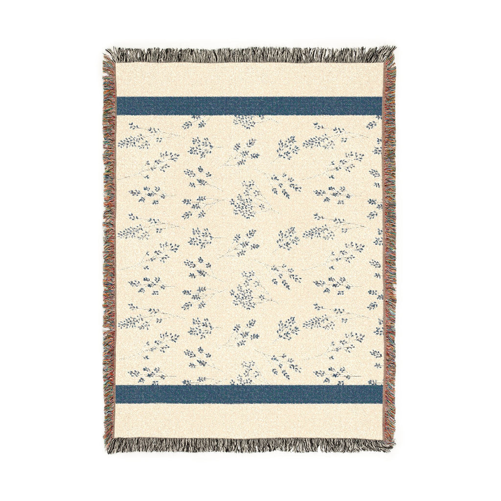 Floral Woven Blanket — Vintage Floral Throw with Fringe