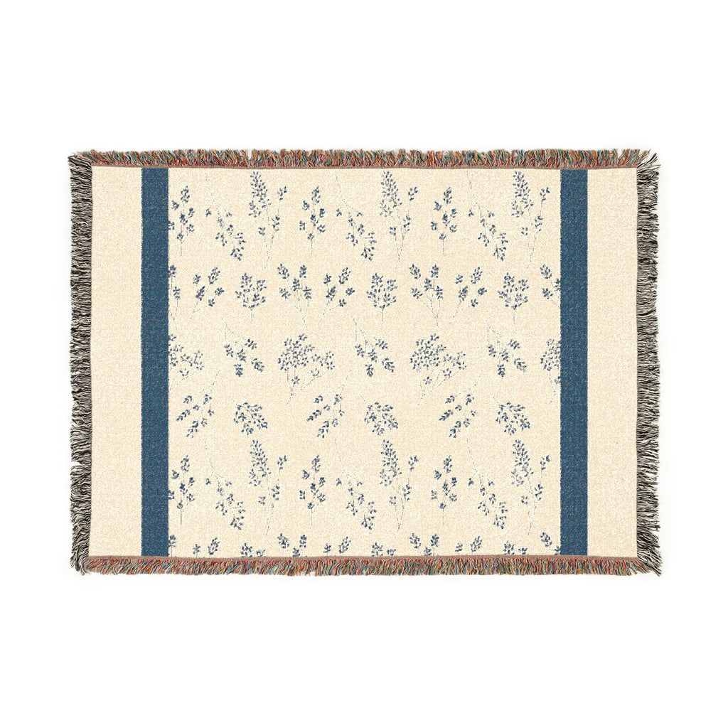 Floral Woven Blanket — Vintage Floral Throw with Fringe