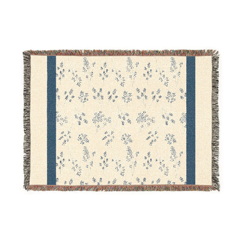 Floral Woven Blanket — Vintage Floral Throw with Fringe