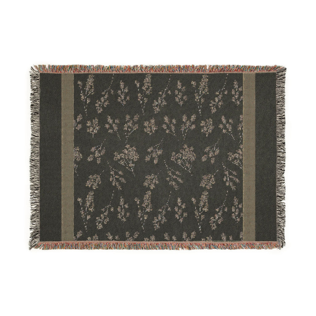 Floral Woven Blanket — Vintage Floral Throw with Fringe
